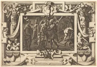Medea Embarks with Jason, by René Boyvin, ink, 1563
