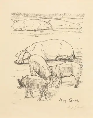 Pigs, by August Gaul, ink, 1895