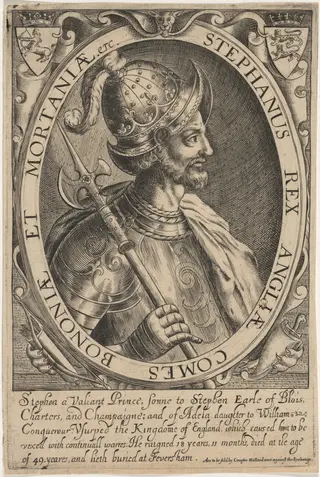Stephen, King of England, by Renold Elstrack, ink, 1618