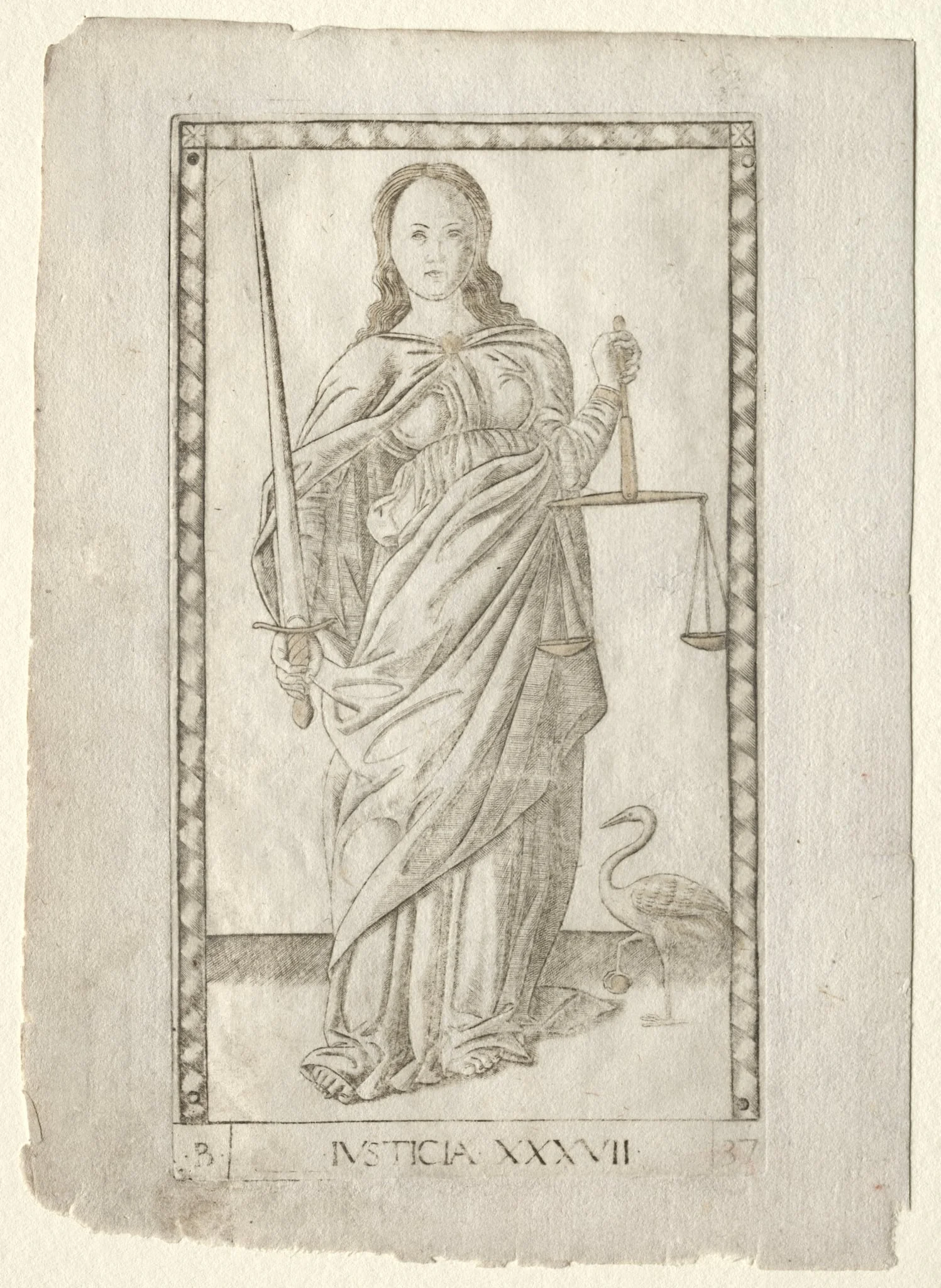 Justice (from the Tarocchi, series B: Cosmic Principles & Virtues, #37), detail