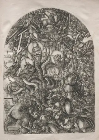 The Apocalypse:  The Beast with Seven Heads and Ten Horns, by Jean Duvet, 1551