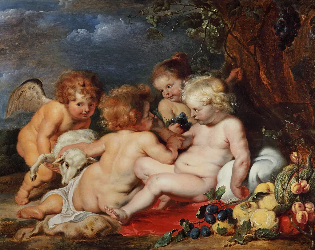 Christ with Young St. John and Angels, by Peter Paul Rubens, paint, 1620