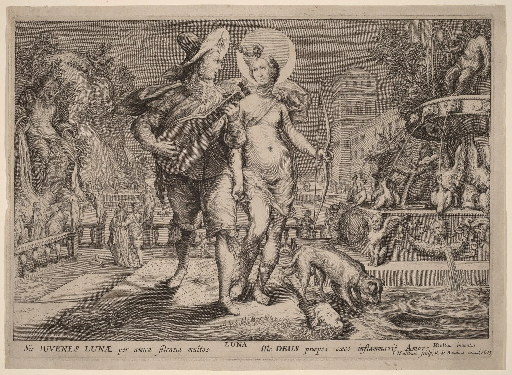Diana as Luna Accompanying a Young Man Serenading, detail