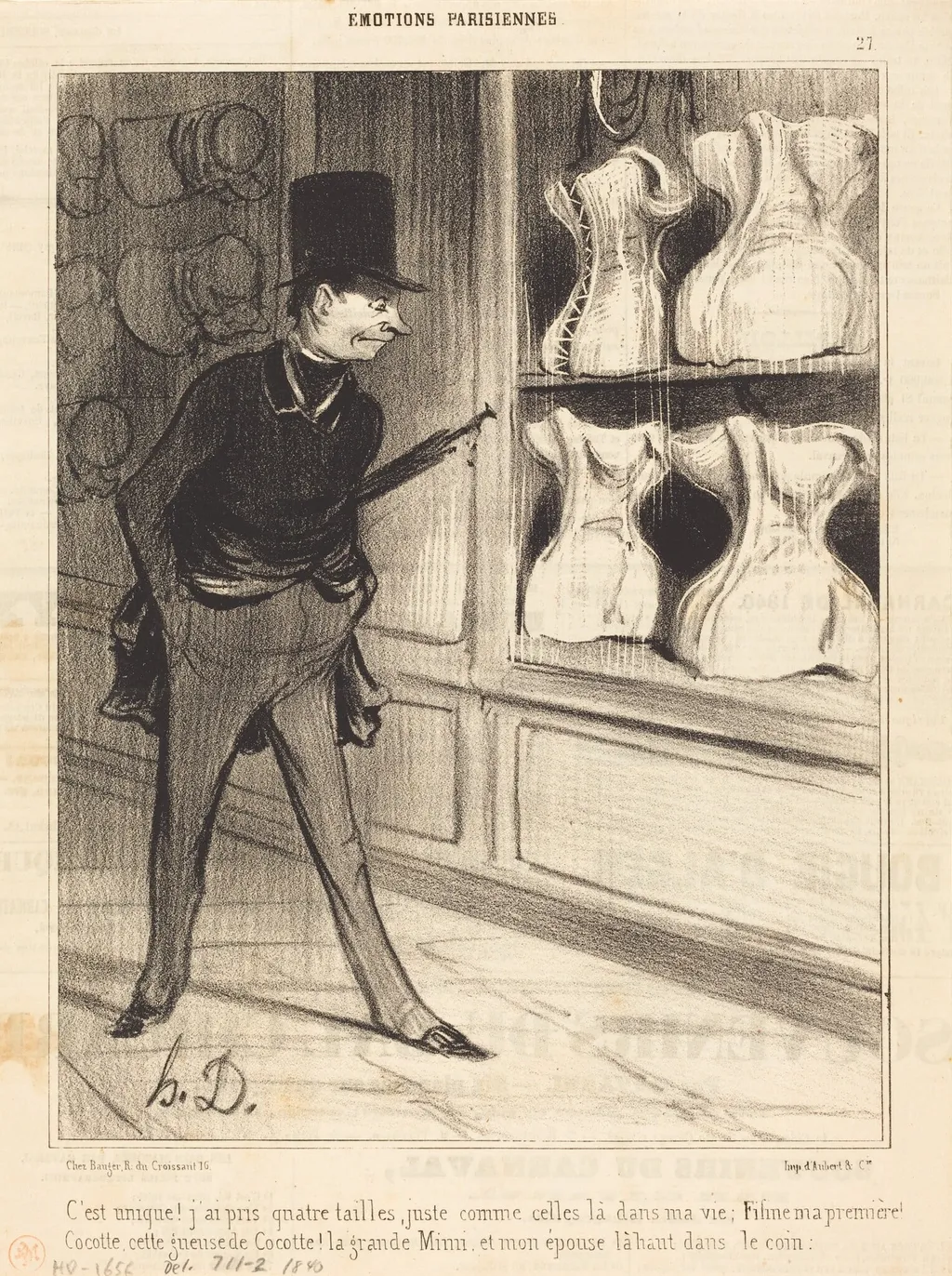 C'est unique! j'ai pris quatre tailles..., by Honoré Daumier, ink, 1840