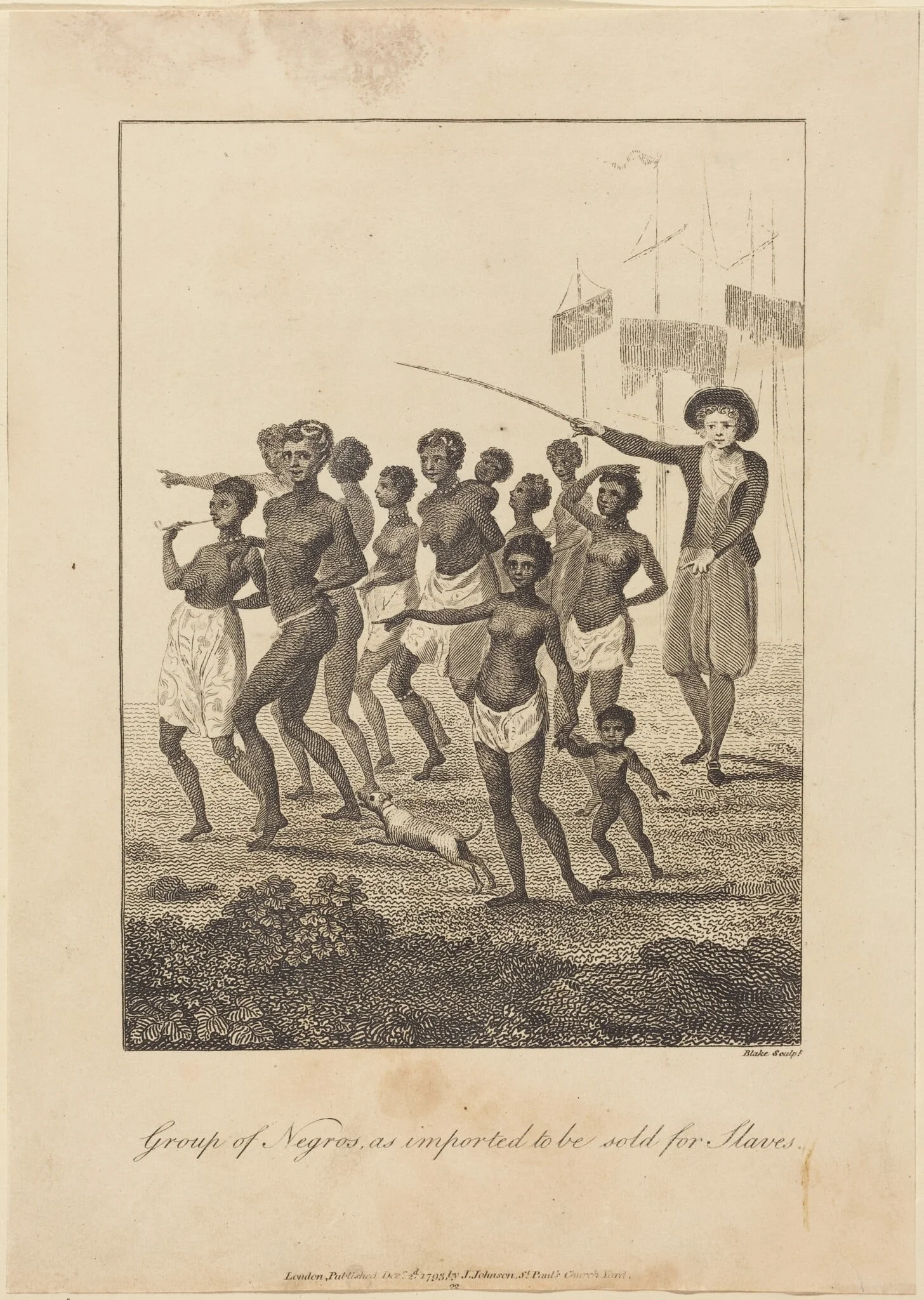 Group of Negros, as imported to be sold for Slaves, detail