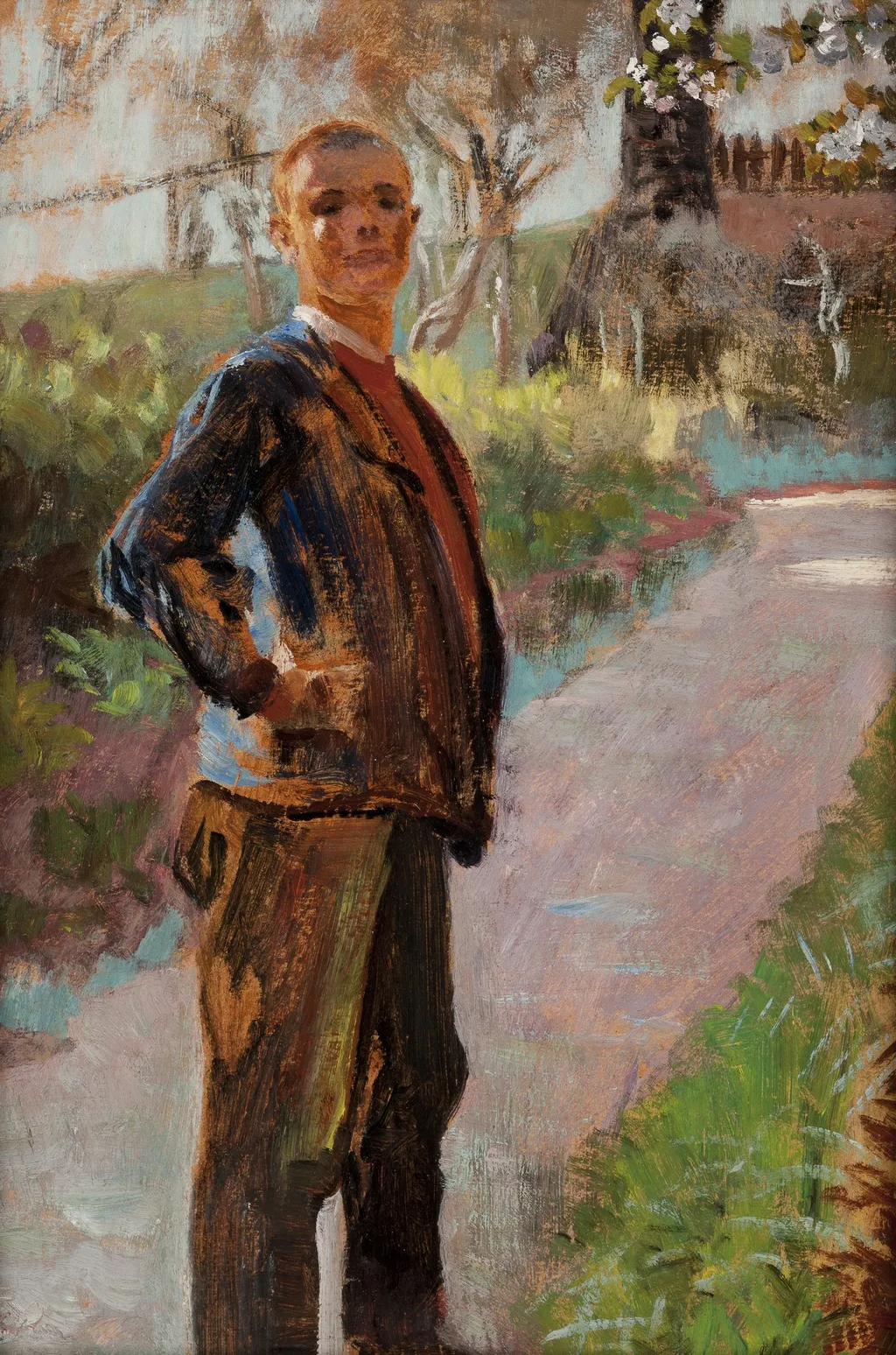 Landscape with the Artist's Son on a Path, by Jacek Malczewski, oil, 1910