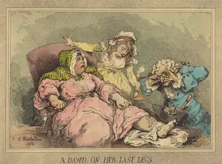 A Bawd on Her Last Legs, by Thomas Rowlandson, ink, 1784