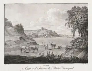 Syrmien, Markt und Ruinen des Schlosses Sharengrad, by Jakob Alt, 1839