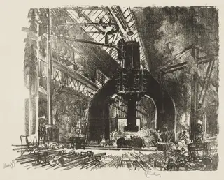 English War Work:  The Great Hammer, by Joseph Pennell, 1916