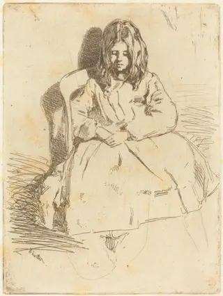 Annie Seated, by James McNeill Whistler, ink, 1858