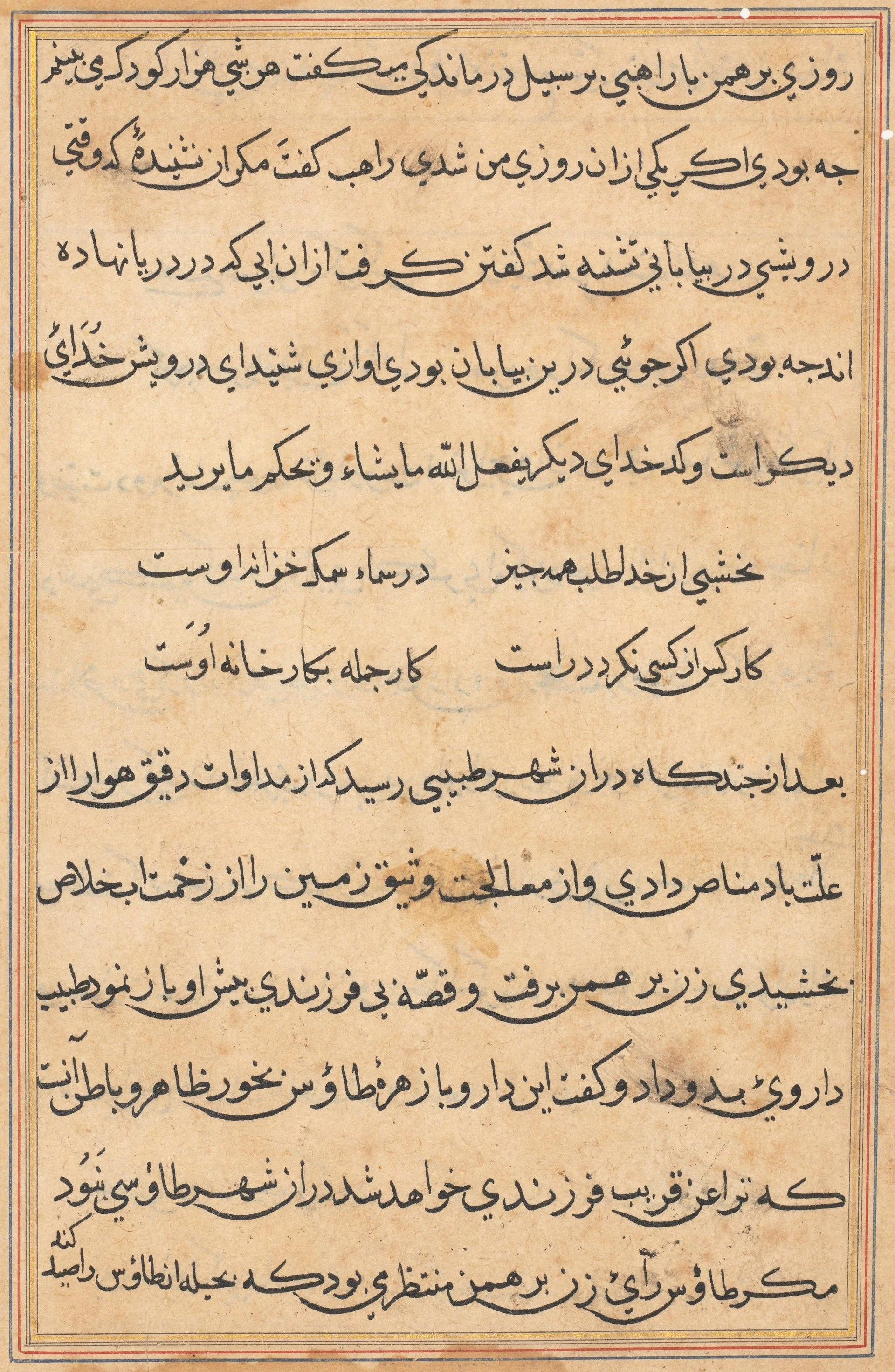 Page from Tales of a Parrot (Tuti-nama): text page, detail