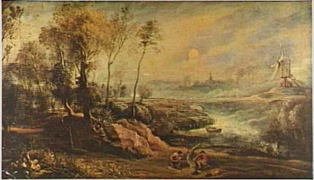 Landscape with bird catcher, detail