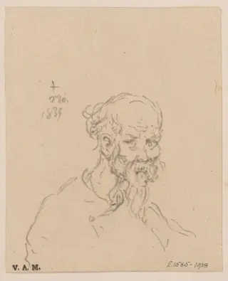 The head of an elderly Chinese man, by George Chinnery, 12
