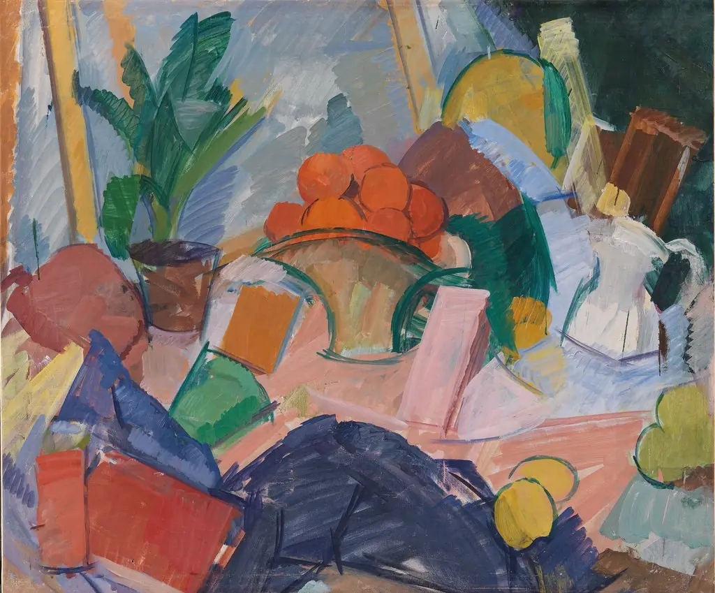 Still Life with Oranges in a Basket, by Edvard Weie, oil, 1923