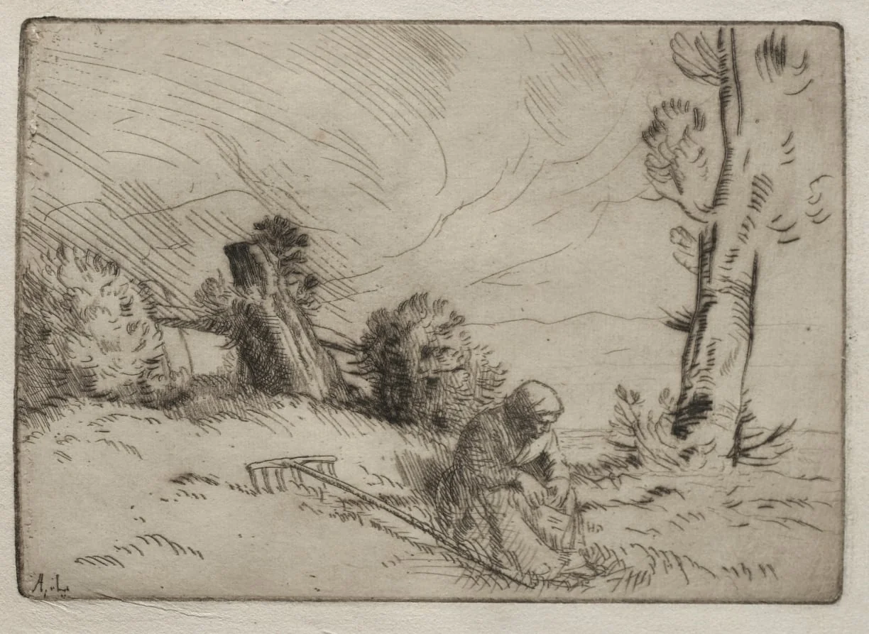 Peasant Woman Seated near a Hedge, detail