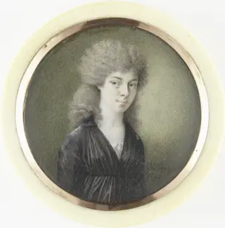 Portrait of a woman, by Gijsbertus Johannus van den Berg, ivory, 1800