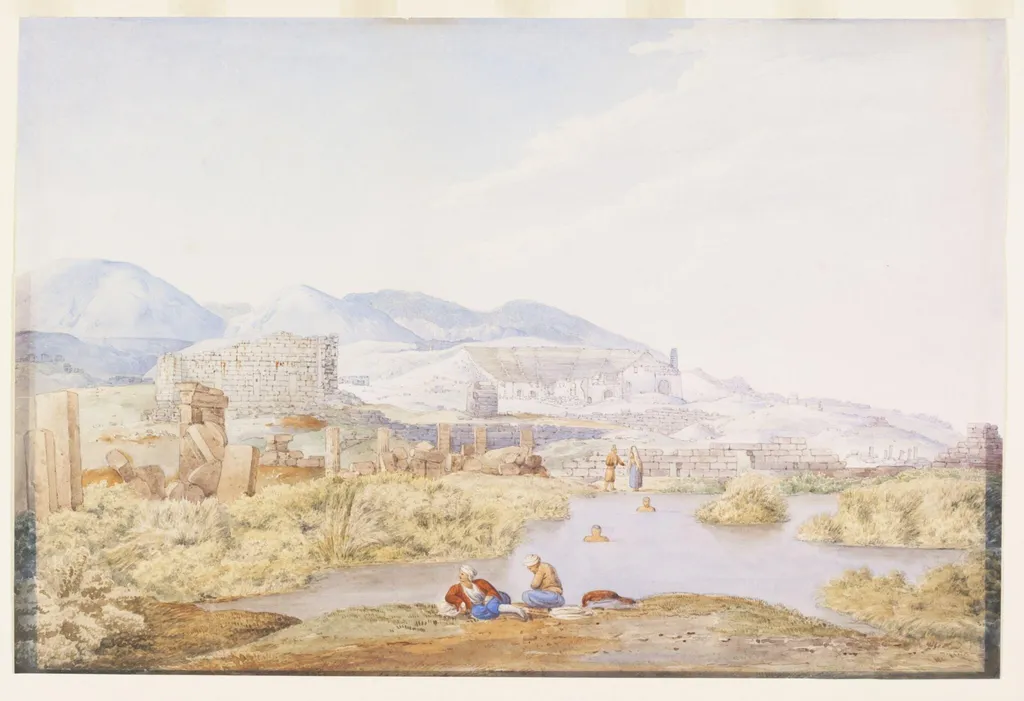 Hierapolis - Natural Hot Spring. Phrygia, by Antonio or Anton Schranz, watercolor, 1837