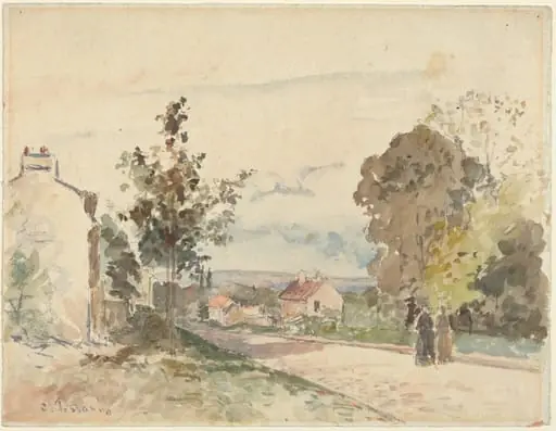 The Road from Versailles to Louveciennes, by Camille Pissarro, graphite, 1872