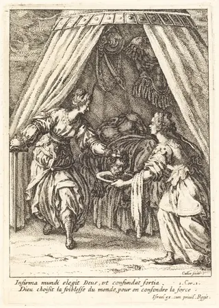 Judith with the Head of Holofernes, by Jacques Callot, ink, 1628