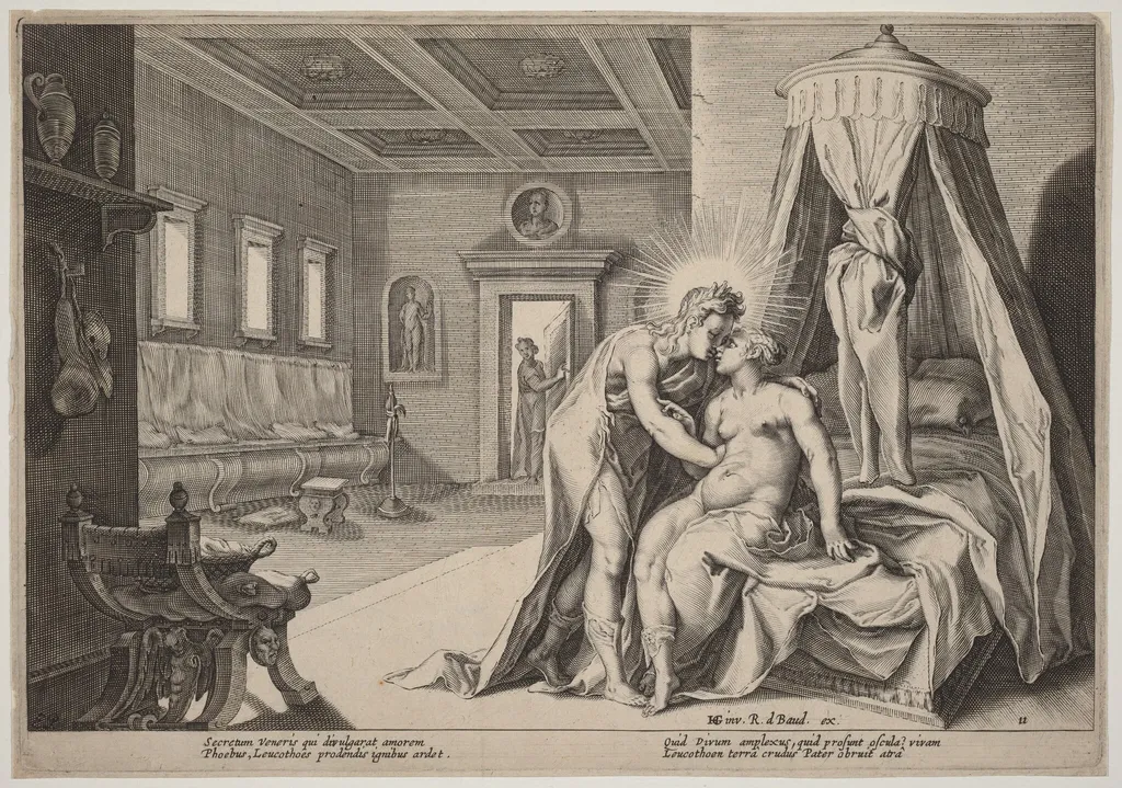 Apollo Abusing Leucothoe, by Hendrick Goltzius, ink, 1615