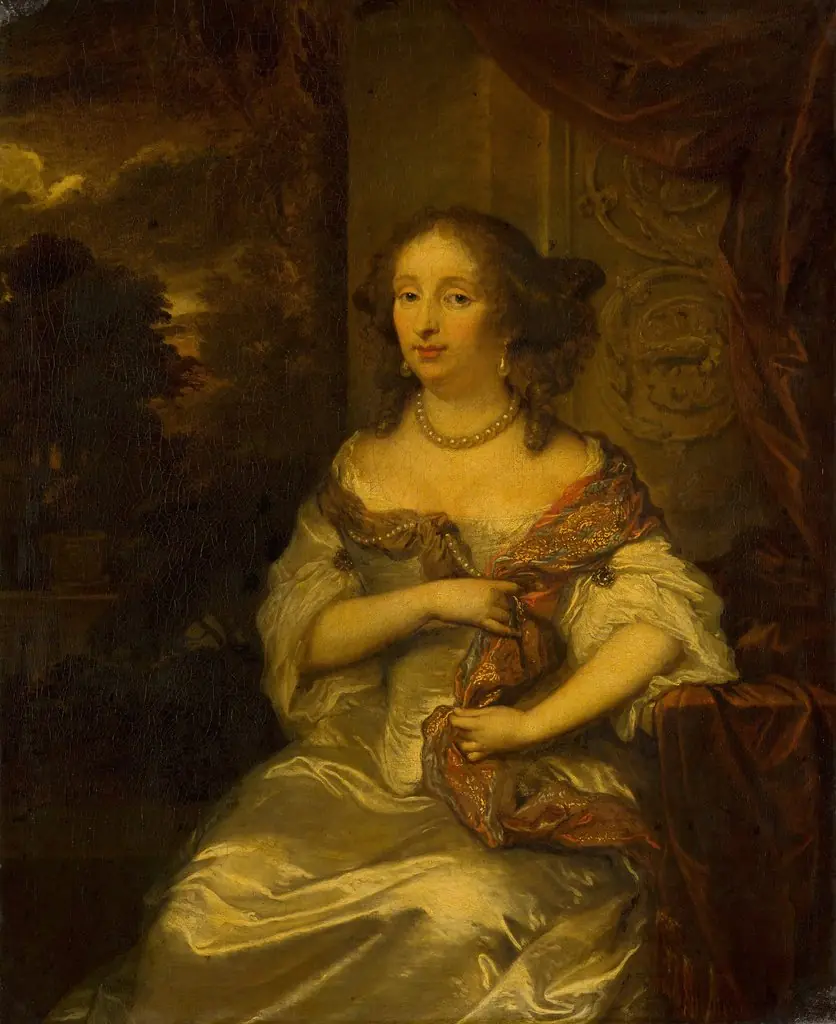 Portrait of Elisabeth van Bebber (1643-1704), by Caspar Netscher, oil