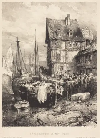 Intérieur d'un Port, by Eugène Isabey, ink, 1833