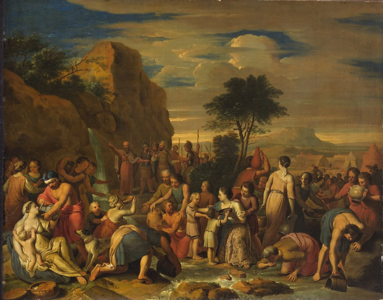 Moses schlägt Wasser aus dem Felsen, detail