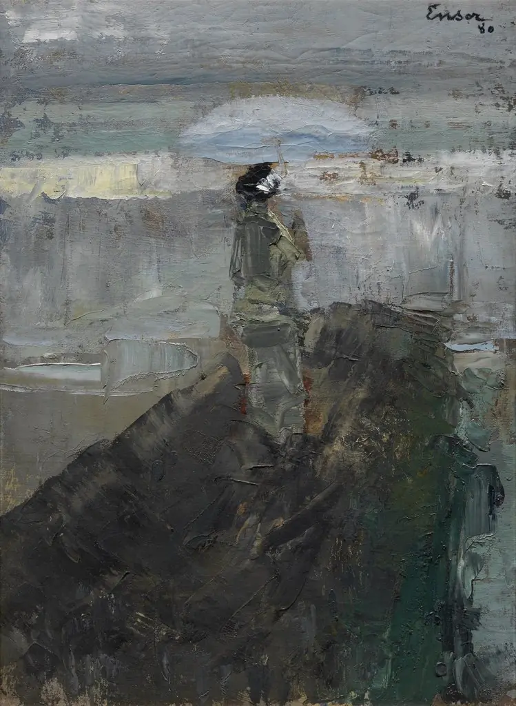 Woman on a Breakwater, by James Ensor, oil, 1890