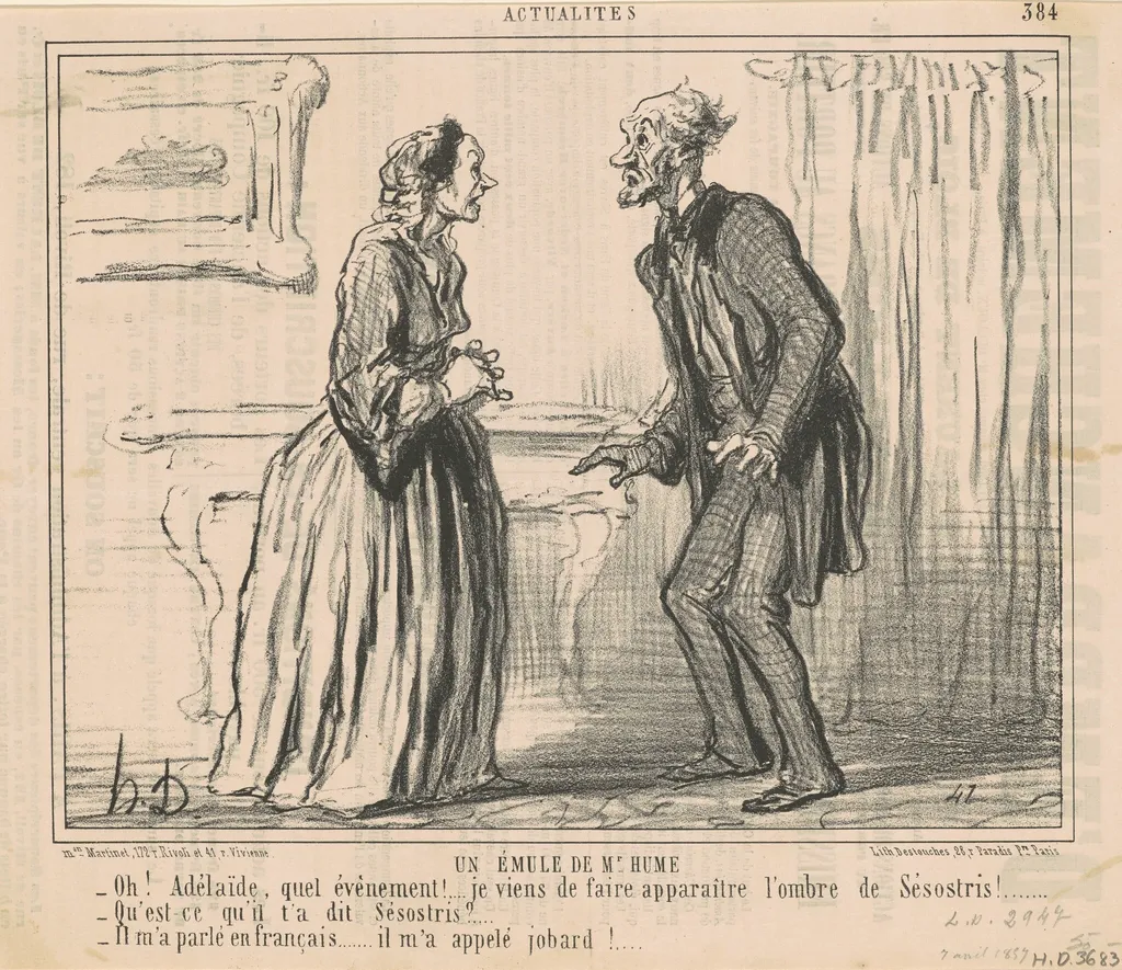 Un émule de Mr Hume, by Honoré Daumier, ink, 1857