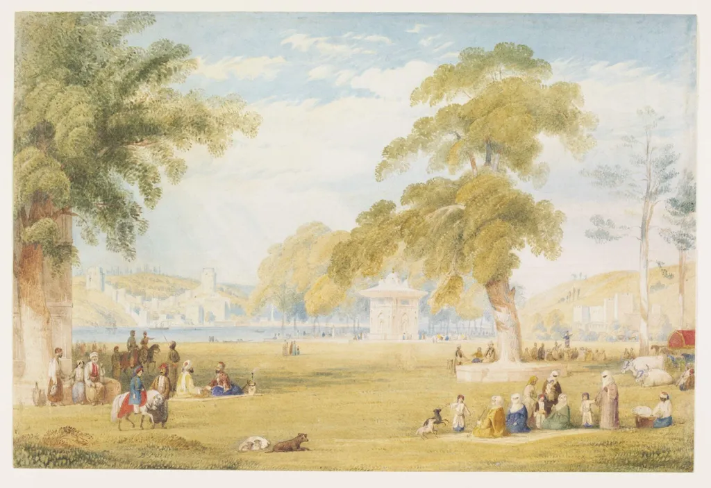 Meadow of the Sweet Waters of Asia, Constantinople, by William Purser, watercolor, 1825