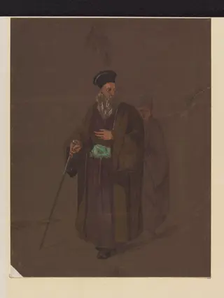 A Greek Priest, with Attendant, by William Boutcher, watercolor, 1855