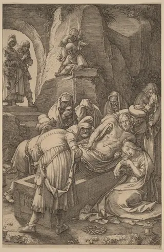 Burial of Christ, by Hendrick Goltzius, ink, 1596