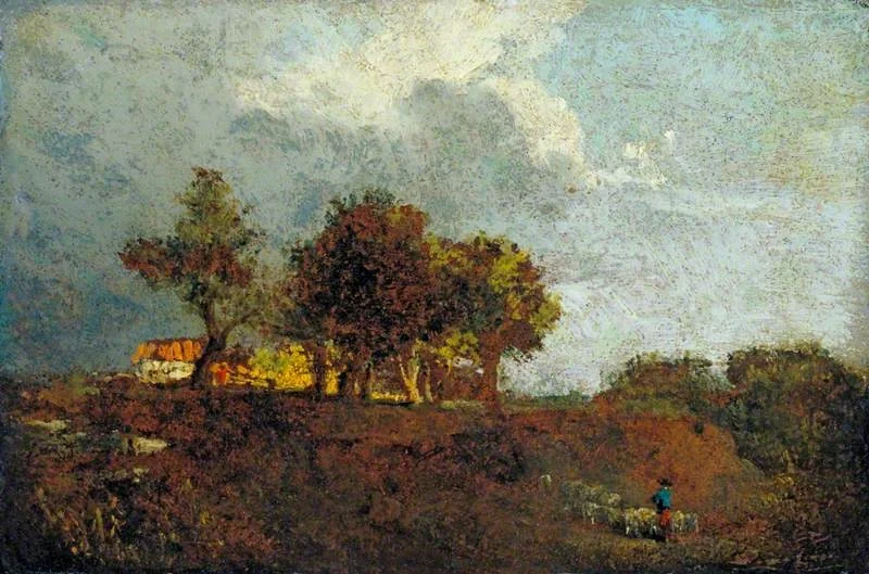 Landscape with Elm Trees and a Farm, near Bayswater, detail