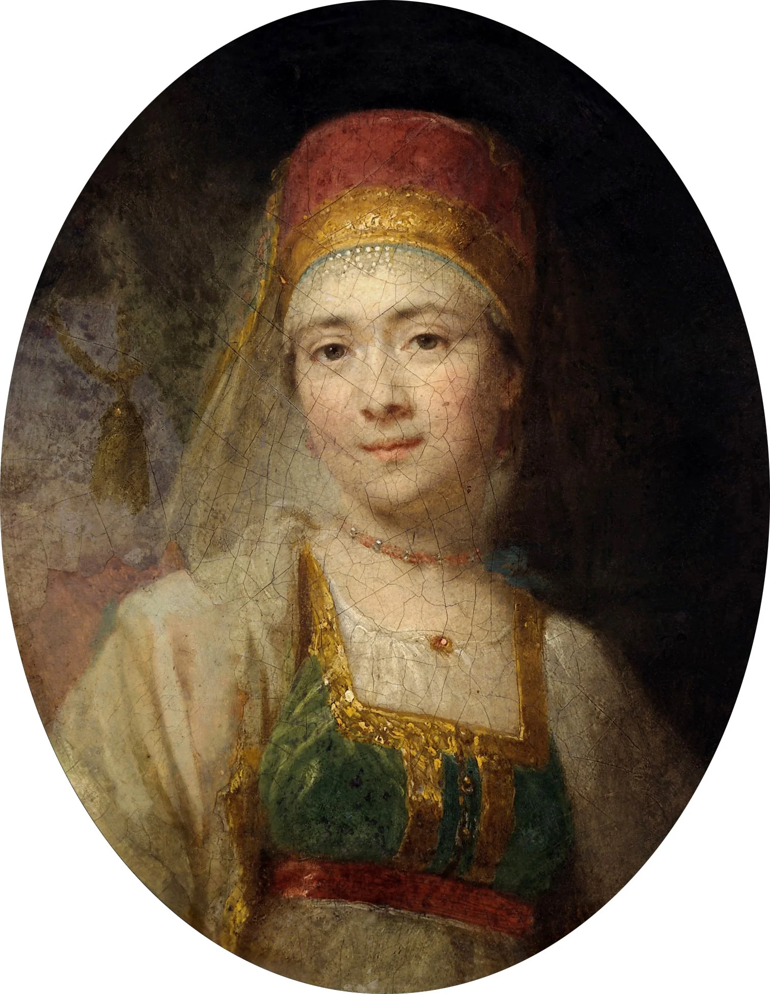 Portrait of Torzhok peasant Christinya, detail