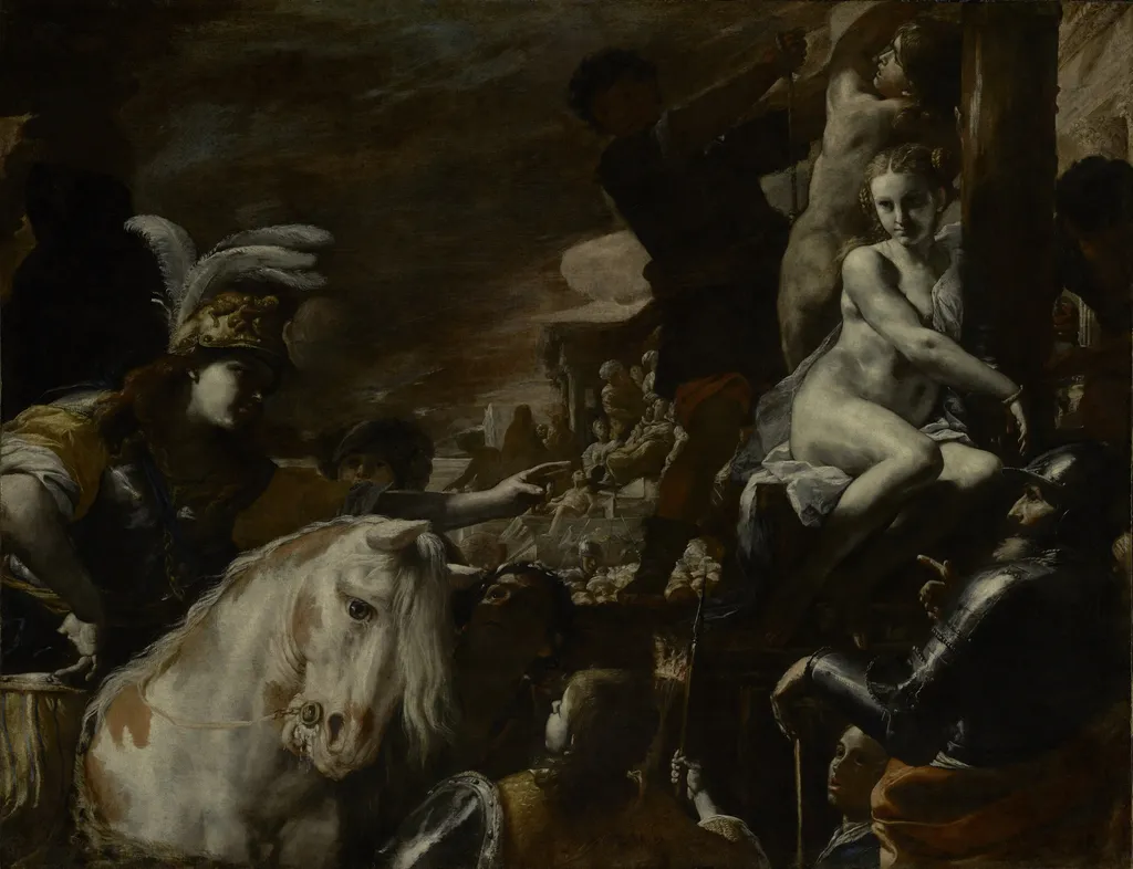 Clorinda Rescuing Sofronia and Olindo, by Mattia Preti, oil, 1660
