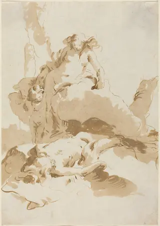Venus and Cupid Discovering the Body of Adonis, by Giovanni Battista Tiepolo, chalk, 1740