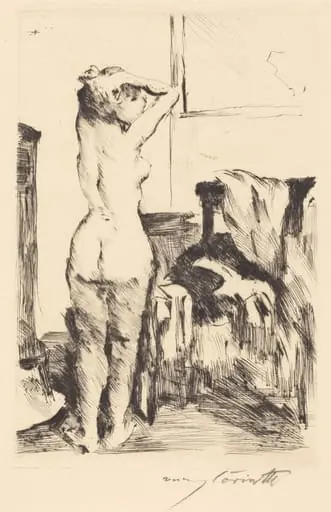 Modellstudie (Study of a Model), by Lovis Corinth, ink, 1916