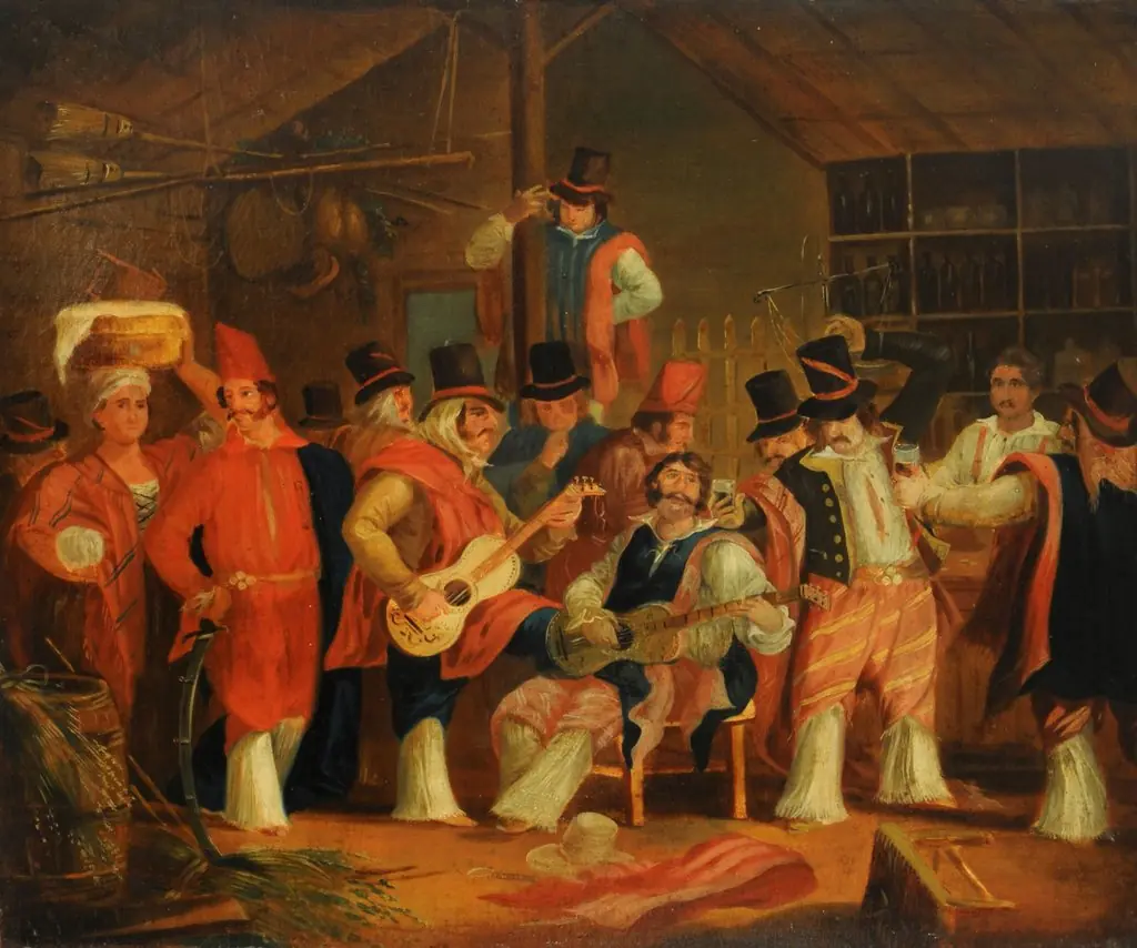 Plenty in a grocery store, by Carlos Morel, oil, 1850