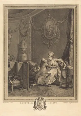 L'heureux moment, by Nicolas Delaunay, ink, 1777