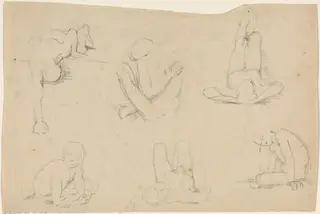 Studies of a Male Figure, by John Flaxman, graphite, 1790