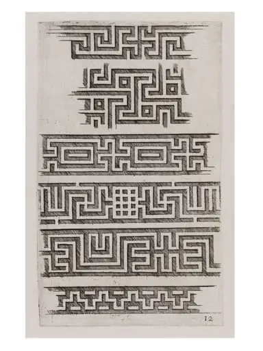 Recherche de plusieurs beaux morceaux d'ornemens antiques et modernes, comme trophées, frises, masques, feuillages, et autres etc., by D. Antoine Pierretz, 1648