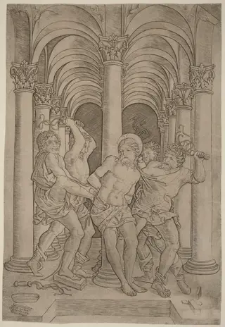 Flagellation, by Giovanni Antonio da Brescia, ink, 1509