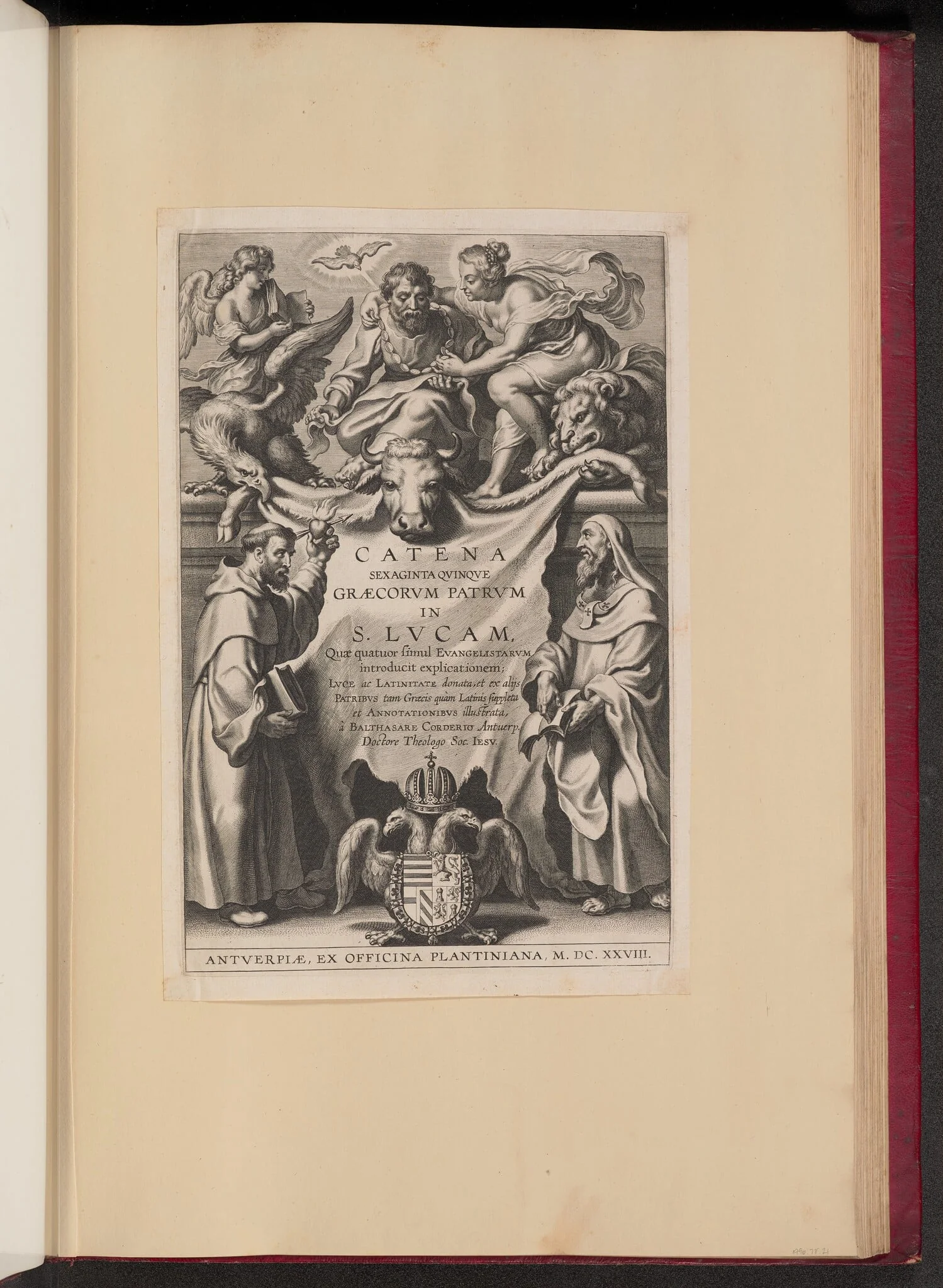 Title Page for Balthasar Cordier, Catena Sexaginta Qvinqve Graecorvm Patrvm in S. Lvcam..., detail