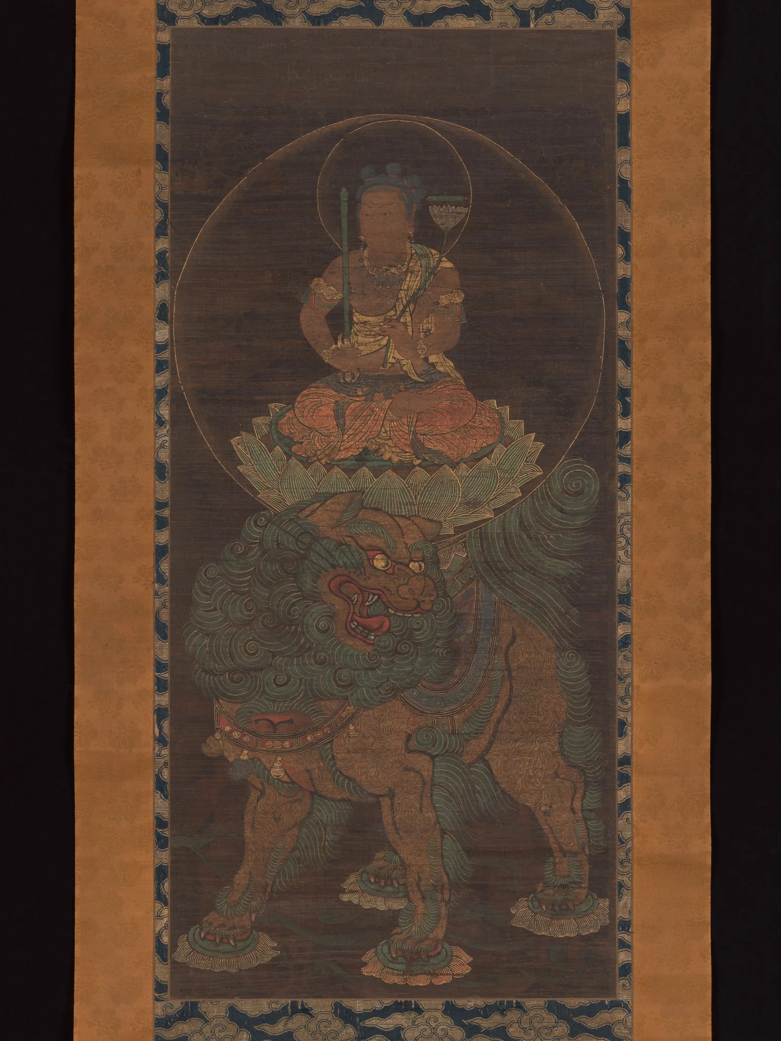The Bodhisattva Monju (Manjushri) with Five Topknots, detail