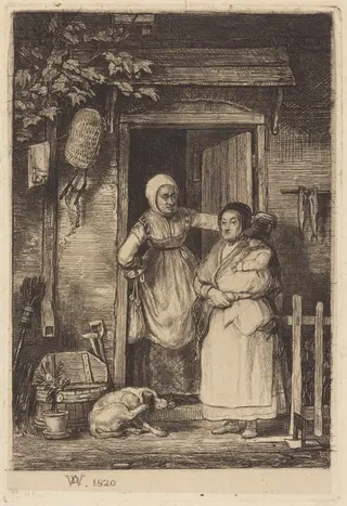 The Cottage Door, by David Wilkie, ink, 1824