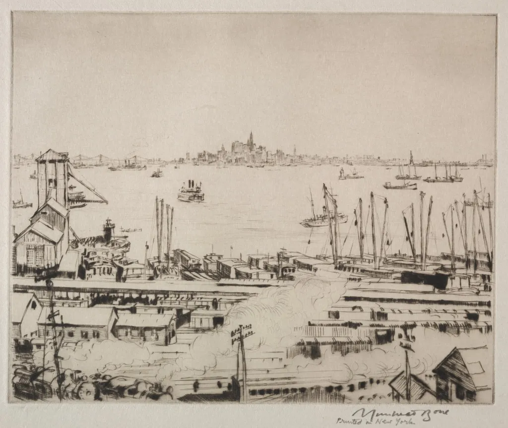 Manhattan from Staten Island, by Muirhead Bone, 1924