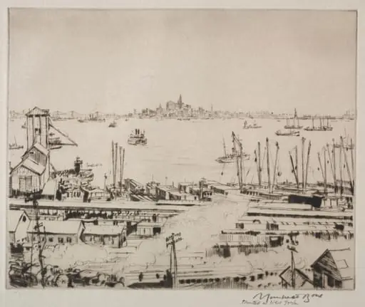 Manhattan from Staten Island, by Muirhead Bone, 1924