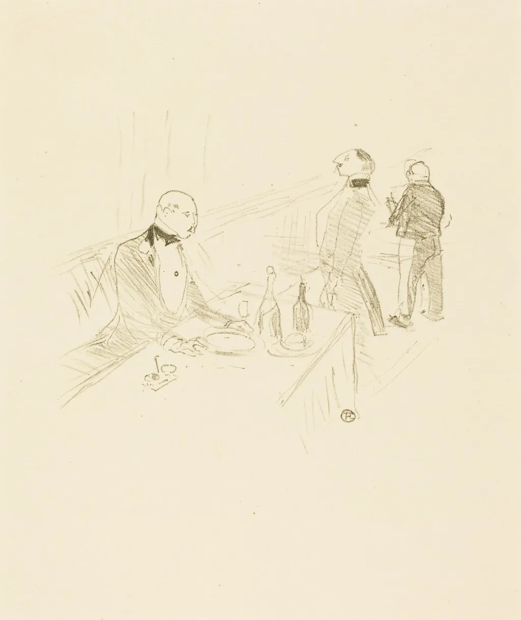 At The House of Gold (A la maison d'or), by Henri de Toulouse-Lautrec, ink, 1897