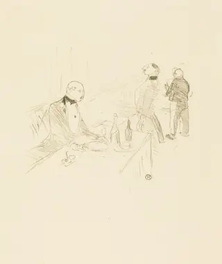 At The House of Gold (A la maison d'or), by Henri de Toulouse-Lautrec, ink, 1897