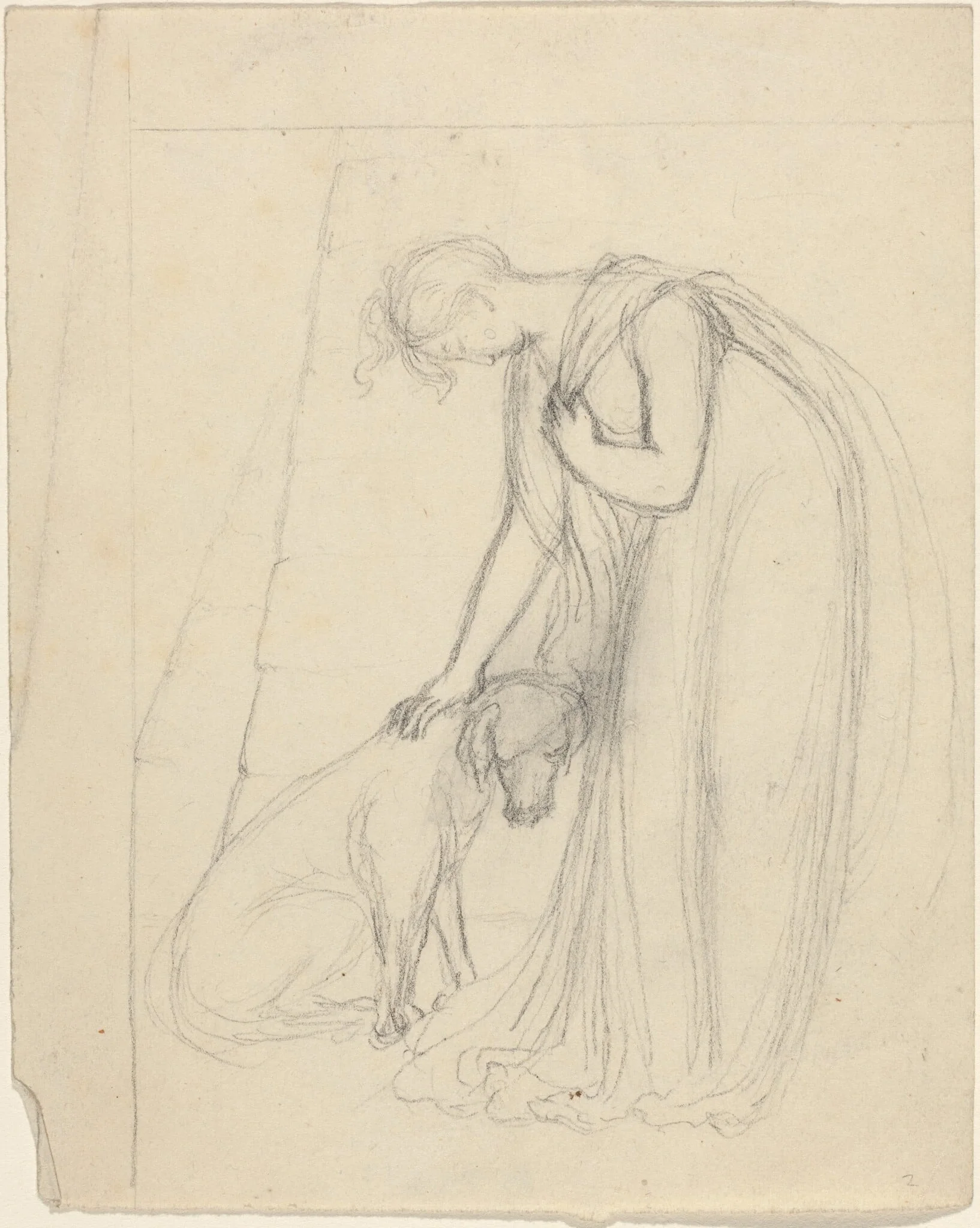 Woman Patting a Dog, detail